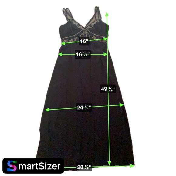 Randolph Duke black maxi embroidered toga dress spaghetti straps boho size 10 - Picture 6 of 8